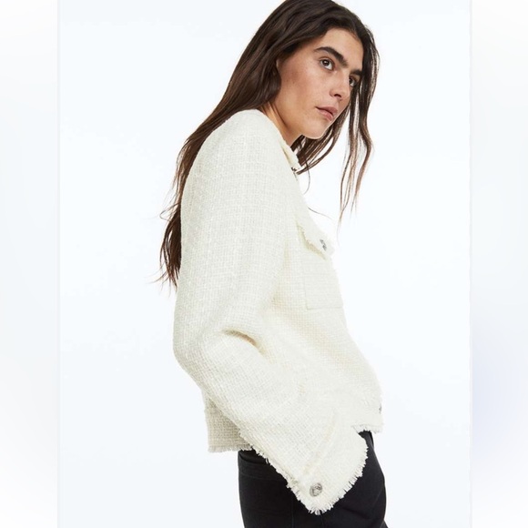 H&M Women Fringe-Trimmed Boucle Jacket - Picture 3 of 8